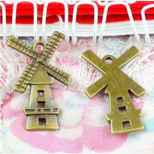 50 Pieces/Lot 28.4*17MM Wholesale Vintage Charms Antique Bronze Plated Zinc Alloy Windmill Pendant Jewelry Accessories