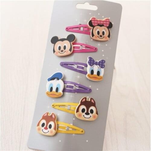 6pcs Disney Childrens Hair Accessories Hair Clips Mickey Mouse Hair rope Donald Duck Hair Clips doll accessories