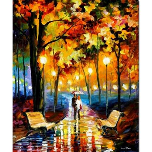 Palette Knife Oil Painting anticipation of happiness Colorful Canvas paintings Modern Art Hand painted Romantic city scenes Gift