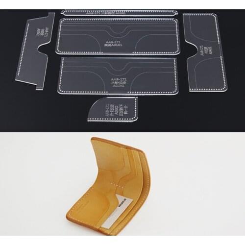 Acrylic Stencil Handmade DIY Men Leather Craft Wallet Purse Sewing Pattern Template With Card Holder Photo Card Bit