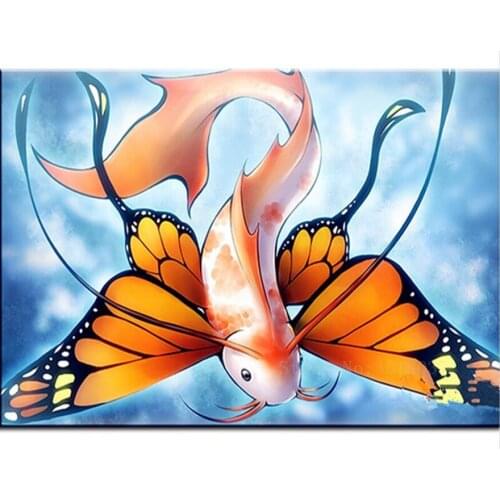 Diamond Mosaic 3D Diy Diamond Embroidery Long Wings Of The Carp Diamond Painting Cross Stitch Floral Rhinestone Decoration Kits