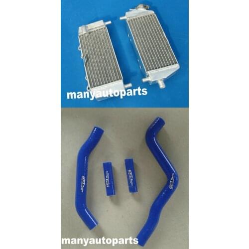 Aluminum Radiator & Blue Hose for Kawasaki KX125 KX 125 2003-2008 2004 2005 2006 07