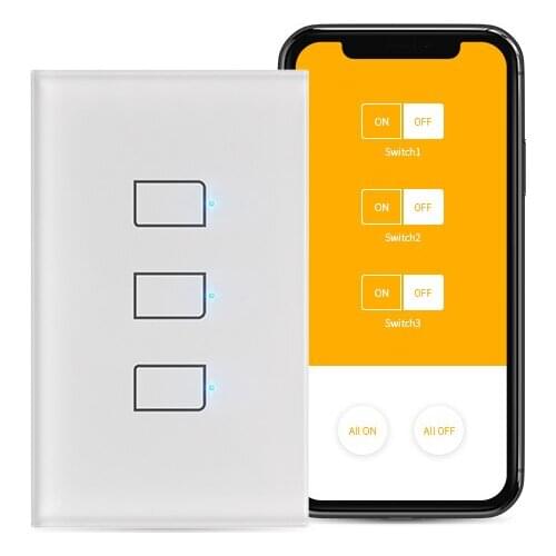 US Version 120 Size BroadLink BestCon TC2S-US RF433 Smart Wall Light Touch Panel Switch works with Alexa and Google Home, IFTTT