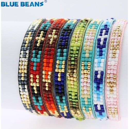 Bohemian Bracelet Handmade Friendship Braided Rope Cotton Weave Chain Of Rice Beads Unique Color Mixed Beaded Bracelets Imports