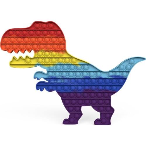 Large Sized Rainbow Dinosaur Fidget Reliver Stress Toy Rainbow Push Bubble Antistress Toys Adults & Children Sensory Toys