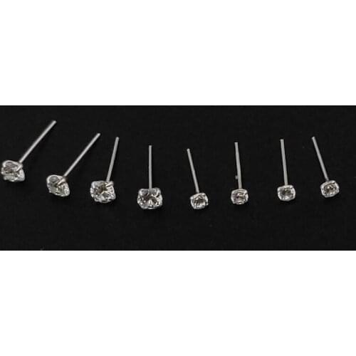 925 sterling silver round cubic zircon nose pin stud fashion nariz piercing jewelry 20pcs/pack