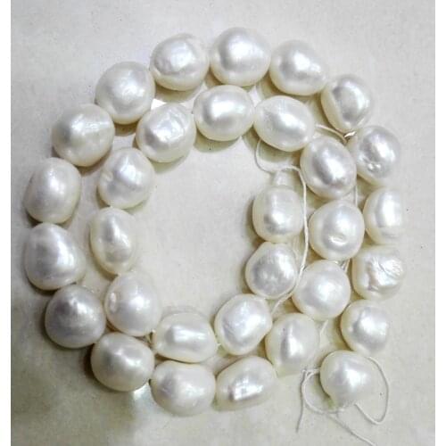 One Strands Real Pearl Bead 11-13mm Bright White Baroque Pearl Natural Freshwater Pearl loose beads 35cm / 15inch