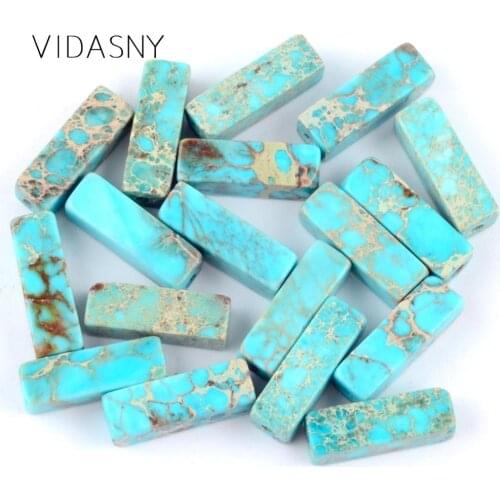 Natural Gem Stone Column Shape Lake Blue Sea Sediment Jaspers Tube Beads For Jewelry Making 4*13mm Loose Beads Diy Bracelet 15
