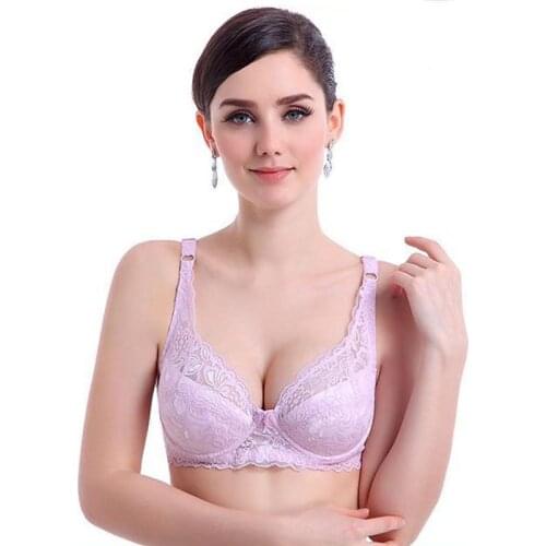 Sexy Lace Thin Bra for Women Big Size Cotton Sleep Plunge Deep U Bra for Lady Gather Push Up Bralette Underwear Clothing