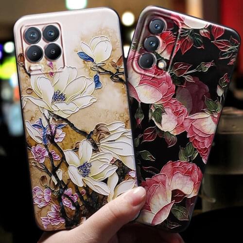 For Fundas Realme 8 Pro Case Cover For Real me Realme 8Pro 4G 5G Case Cute 3D Red Rose Flowers Lens Protective Coque Phone Cases