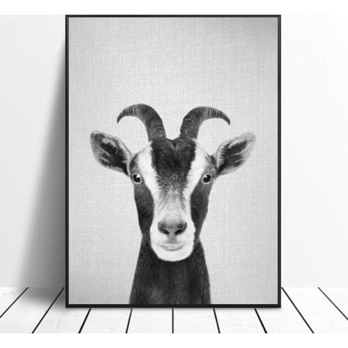 Black and White Goat Canvas Painting and Printmaking Wall Art Poster Picture Print Modern Home Decor Art Living Room Decoration