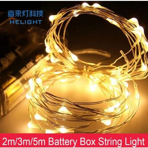 DC4.5V 2m 20leds/3m 30leds/5m 50leds 3AA Battery Box Light LED String Silver Wire Wedding Christmas Holiday Decoration Lights