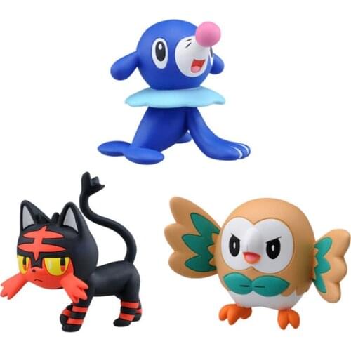TAKARA TOMY First Partner Pokemon Anime Figures Litten Rowlet Popplio Action Figure Collection Model Toys Kids Gifts