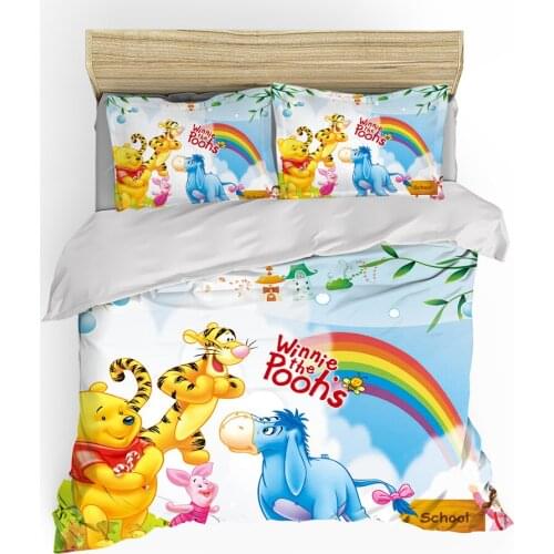 Disney Winnie Bear Tigger Bedding Set 3D Cute Quilt Cover Twin Queen Down Quilt Cover Bedroom Decoration for Boys and Girls