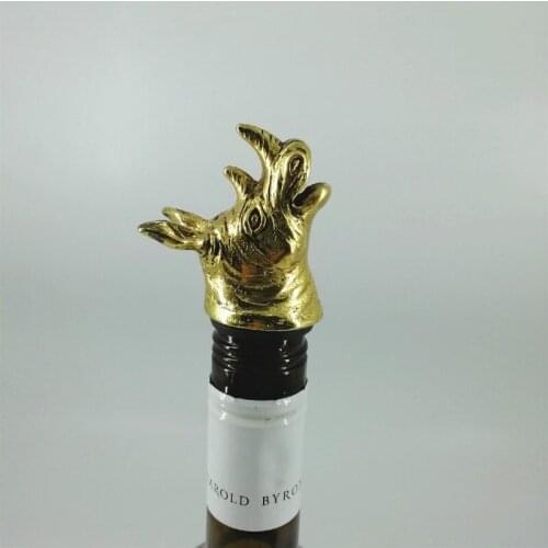 Creative Metal Rhinoceros Head Red Wine Mouth Zinc Alloy Wine Pourer Gift Wine Bar Household Tools Rose Gold Wine Stopper