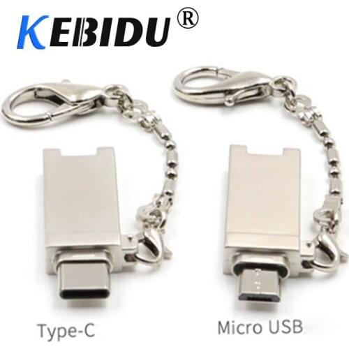Kebidu MIni Pocket Type C Micro USB OTG Card Reader Keychain Menory Card Adapter Support Micro SD/TF For PC Laptop Table