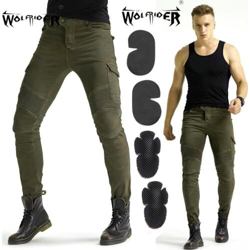 Motorcycle jeans 2018 new Army green UBS-06 jeans men motorcycle jeans protection equipment moto pants racing