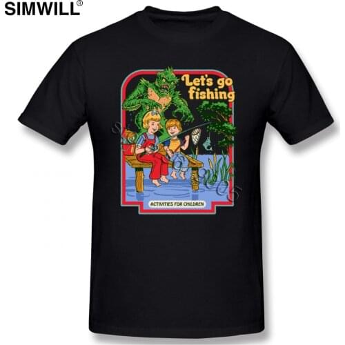 Mens Cool Short Sleeved Tshirt Lets Go Fishing Printing T-Shirt Crew Neck Soft Cotton Tee Slim Fit T Shirts Merch