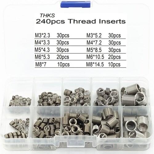 240Pcs 304 Stainless Steel Thread Repair Insert Kit Rivet Nut Kit For Thread Repair M3 M4 M5 M6 M8