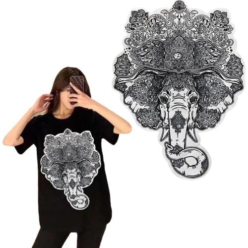 1Pcs Oversized Floral elephant fashion printing applique Patch clothing accessories decals 3D Patches Iron on clothes Applique