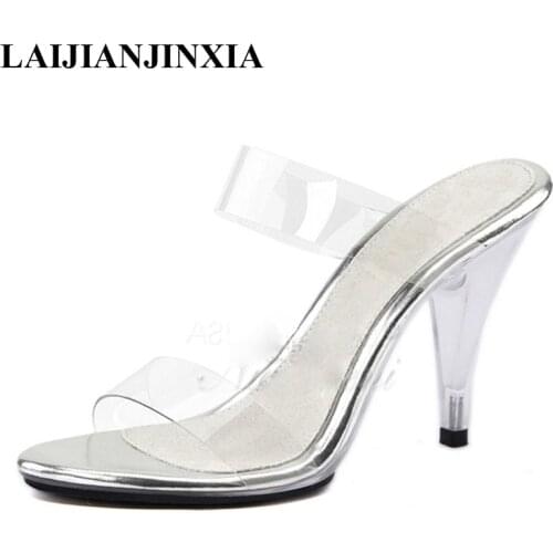 LAIJIANJINXIA New High Heels 10 CM Stripper Shoes Plump Feathered Crystal Shoes Hot Sexy Platform Womens Sandals