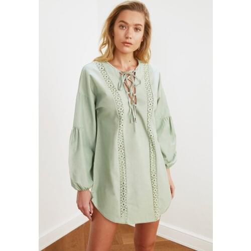 Trendyol Ribbon Detail Poplin Beach Dress TBESS21EL1052