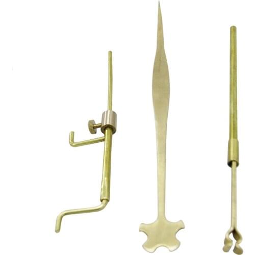 Durable Copper Sound Post Gauge Measurer+Retriever Clip+Setter for Violin Viola Repair Tools