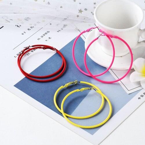 Fashion Cute Big Ear Ring Female Temperament Earrings Earrings Candy Color Big Circle Earrings Party Earrings Accessories