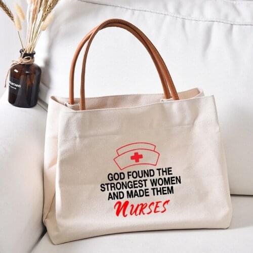 Strongest Women Lady Beach Bag Canvas Tote Bag Handbag Nursing Work Bag Shopping Bag Gift for Nurse Dropshipping