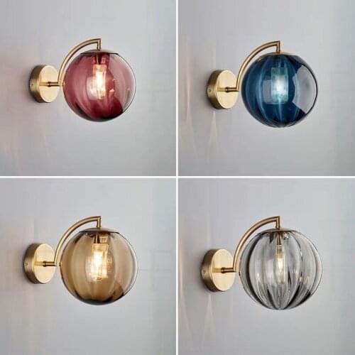 Post-modern living room glass wall light simple creative bedroom bedside study g9 wall lamp 4 colour decorate stair light