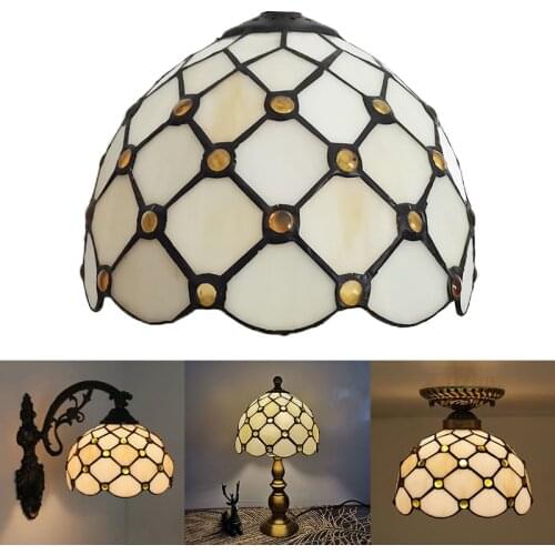 WOERFU Glass Lampshade 20CM Beads Lampshade Table Lamp Wall Lamp Pendant Light DIY