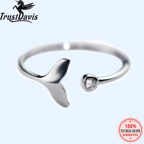 Trusta 2018 New 100% 925 Sterling Silver Fashion Women Mermaid Tail Rings Size 5 6 7 Wonderful Gift For Girls Kids Ladys DS556