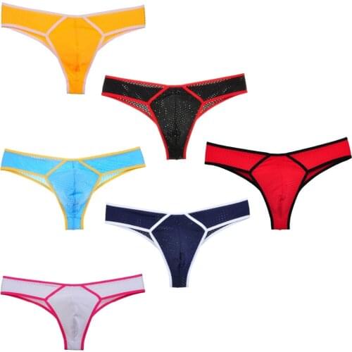 Breathable Holes Sexy Mens Underwear Bikini Briefs Fashion Bluge Pouch Male Underwear Brief Men Underpants Sleepwear Undershorts