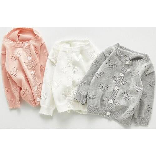 Newborn Baby Girls Knitting Cardigan Solid Color Hollow Out Spring Autumn Toddler Baby Girl Sweater Baby Girl Knitting Coat