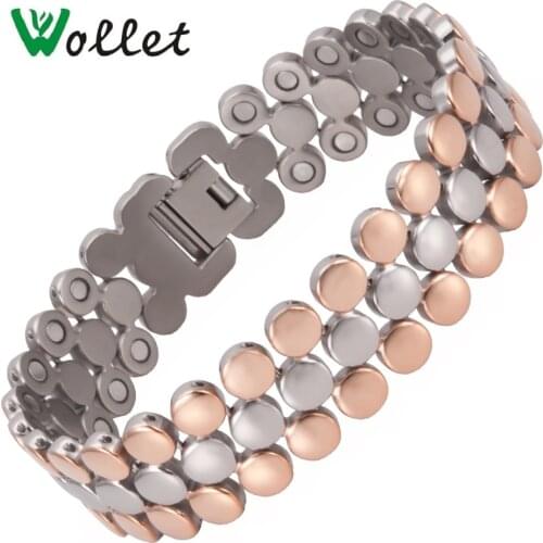 Wollet Jewelry Titanium Magnetic Bracelet for Men Women Magnet Rose Gold Color Water Cube Honeycomb Cell Korean Japanese Design