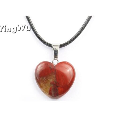 Yingwu Natural Gem Stone Red Jasper Stone Love Heart Rock Pointed Healing Chakra Pendant Necklaces Fashion Jewelry Gift 5pcs Lot