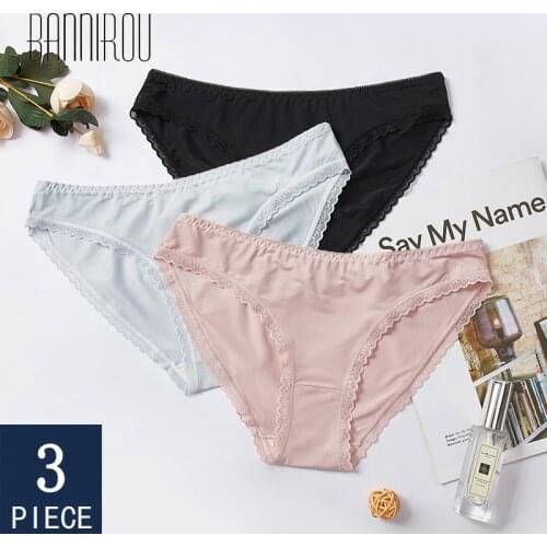 BANNIROU Womens Underwear Panties For Women Briefs Ice Silk Soft Underwear For Woman Female Panties High Quality 3 Pcs New 2021