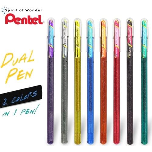 1Pcs PENTEL Color Pearlescent Curry Pen K110 Metal Color 1.0mm Write two colors in one stroke 8 colors optional