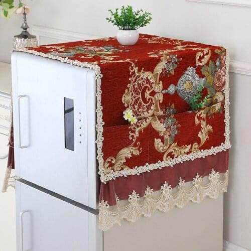 1 Pcs Jacquard single open double open refrigerator towel washing machine cover dust cover lace fabric multi-purpose towel