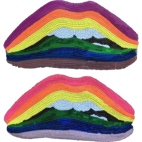 10PCS Large Lips Patch for Clothes Fashion Paillettes Clothes Applique Sewing Embroidery Sequined Patches DIY Decoration Repair