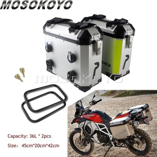 2PCS*36L Motorcycle Side Case Boxes Universal Cargo Luggage Pannier Sidecases For Honda Suzuki Triumph BMW R1200 F800 F650 GS