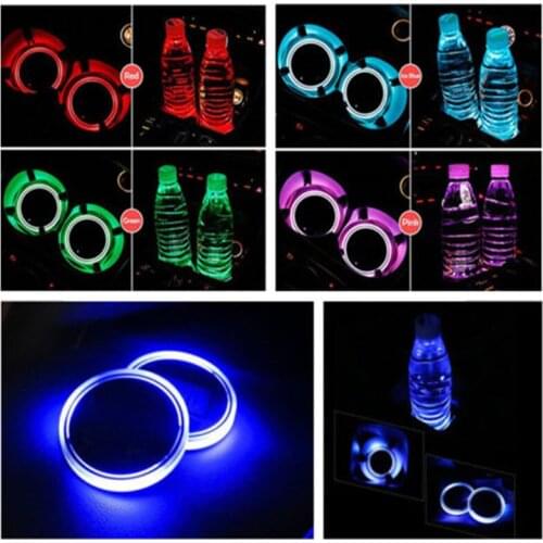 2Pcs Car Cup Holder Pad 2In1 Ambient Light LED Light Bottom Pad Cover Lamp Bottle Drinks Coaster Car Styling Car accessories