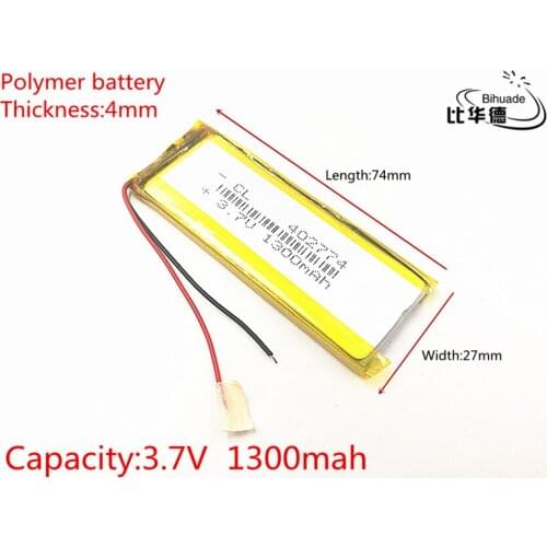 3.7V 1300mAh 402774 Lithium Polymer Li-Po li ion Rechargeable Battery cells For Mp3 MP4 MP5 GPS
