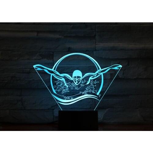 3D Lamp Sport The Butterfly Swimming Most Interesting Present for Infant Atmosphere Touch Sensor Led Night Light Lamp Hologram
