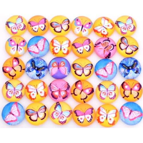 40pcs/lot Glass Cabochon 10mm Mixed Round Photo Cameo Cabochon Setting Supplies for Jewelry Accessories Handmade Pattern