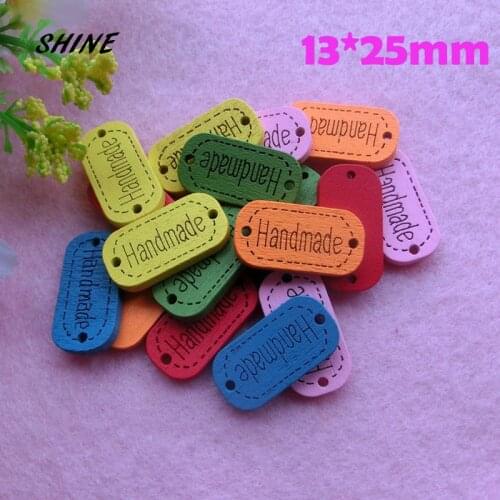 50pcs 2 Holes Sewing Wooden Buttons Hand Made Word Mixed Scrapbooking Crafts 25x13mm Decorate bottoni botoes D133BE3