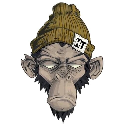 A0572# 13cm/17cm Removable Decal Monkey In A Hippie Hat Car Sticker Waterproof Accessories on Bumper Rear Window Laptop
