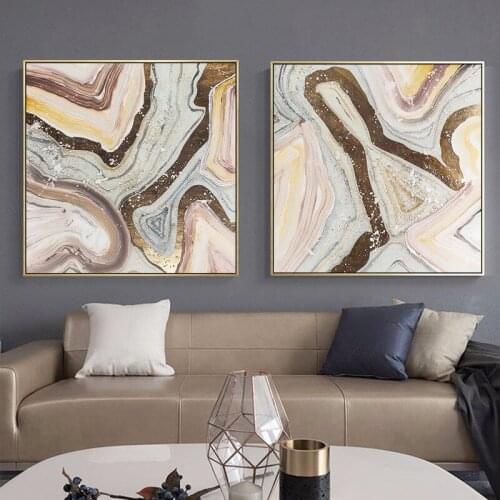 Abstract Modern Nordic Geometry Marble Golden Wall Art Canvas Paintings Pictures Print For Living Room Home Office Decor Poster