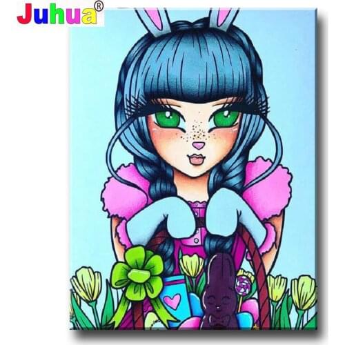 5D DIY Diamond embroidery Cartoon Bunny girl Full Square/ Round Diamond Painting Cross stitch crystal Wall Painting Girls gift
