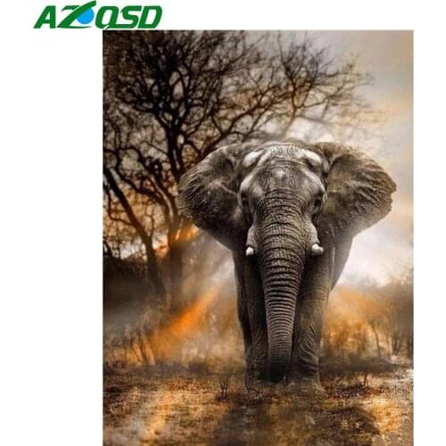 AZQSD Full Square/round Drill Diamond Embroidery Elephant Mosaic Handmade Gift Diamond Painting Animals Cross Stitch Home Decor